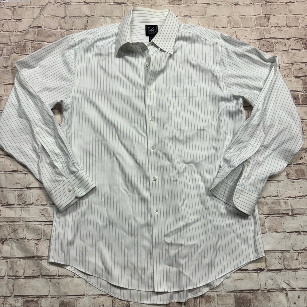 Jos. A. Bank slim fit 16 1/2 34 large 100% cotton striped dress shirt